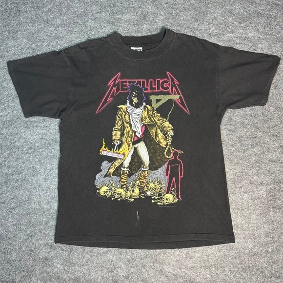 Rare Vintage 90s Metallica Unforgiven Shirt Pushead Oneita Single Stitch Large